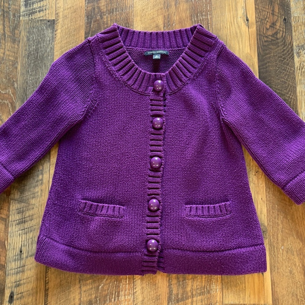 BANANA REPUBLIC SCOOP NECK PURPLE 3/4 SLEEVE SWEATER SIZE SMALL